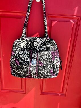 Vera Bradley Quilted Black & Pink Patterned Tote Bag